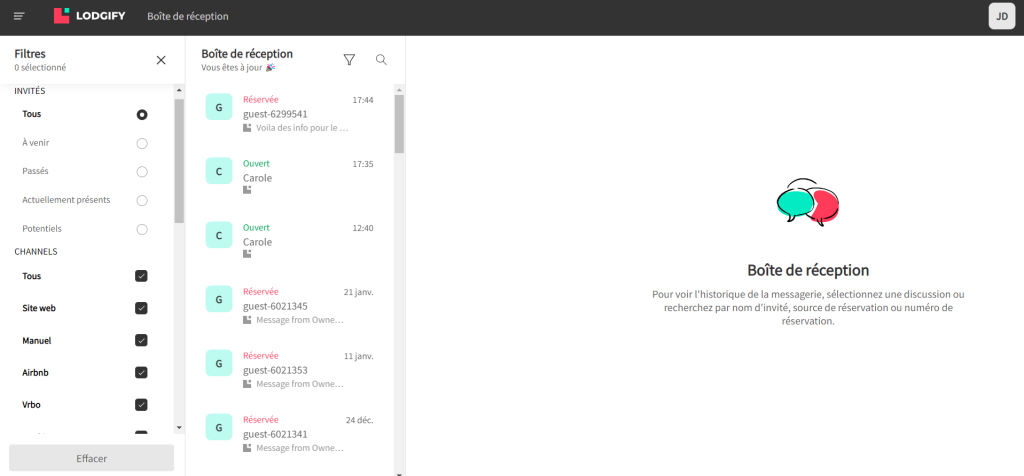 Messagerie Lodgify